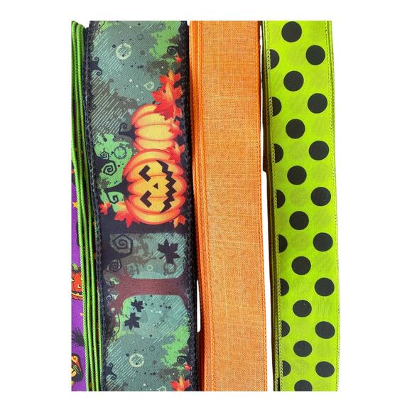 Halloween Pumpkin Man Sign & Ribbon Bundle – DIY Wreath Supply Kit or Fall Swag - Picture 4 of 5